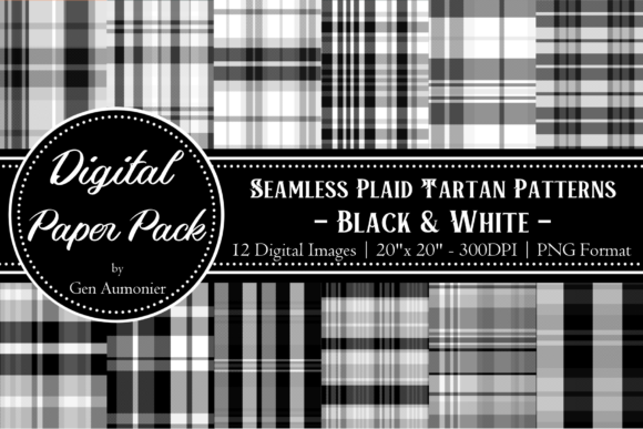 Download Black &amp; White Plaid Seamless Pattern Set - Premium Resources