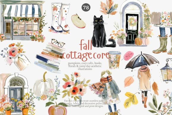 Download Fall Cottagecore Clipart Set - Cottagecore Collection